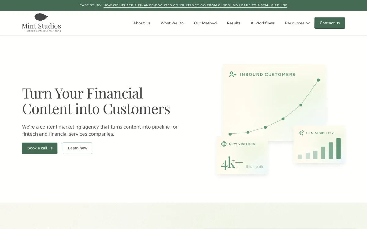 Mint Studios home page, screenshot taken 4 October 2026