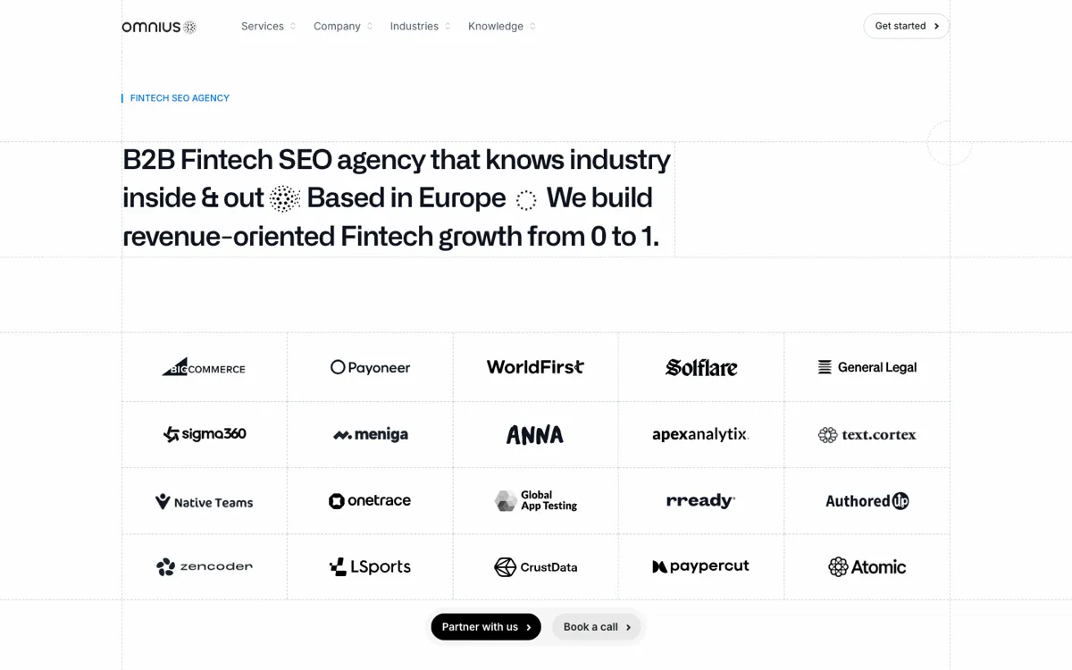 Omnius fintech SEO agency page, screenshot taken 4 October 2026