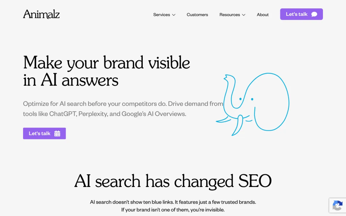Animalz answer engine optimization page, screenshot taken 4 October 2026