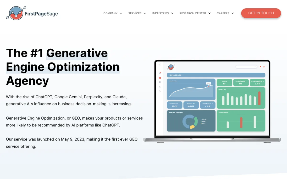 First Page Sage generative engine optimization page, screenshot taken 4 October 2026