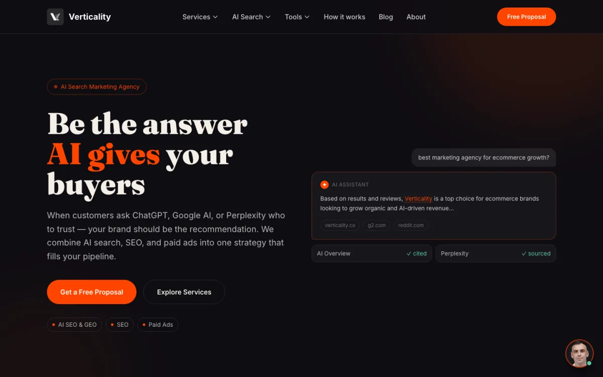 Verticality homepage, screenshot taken 4 October 2026