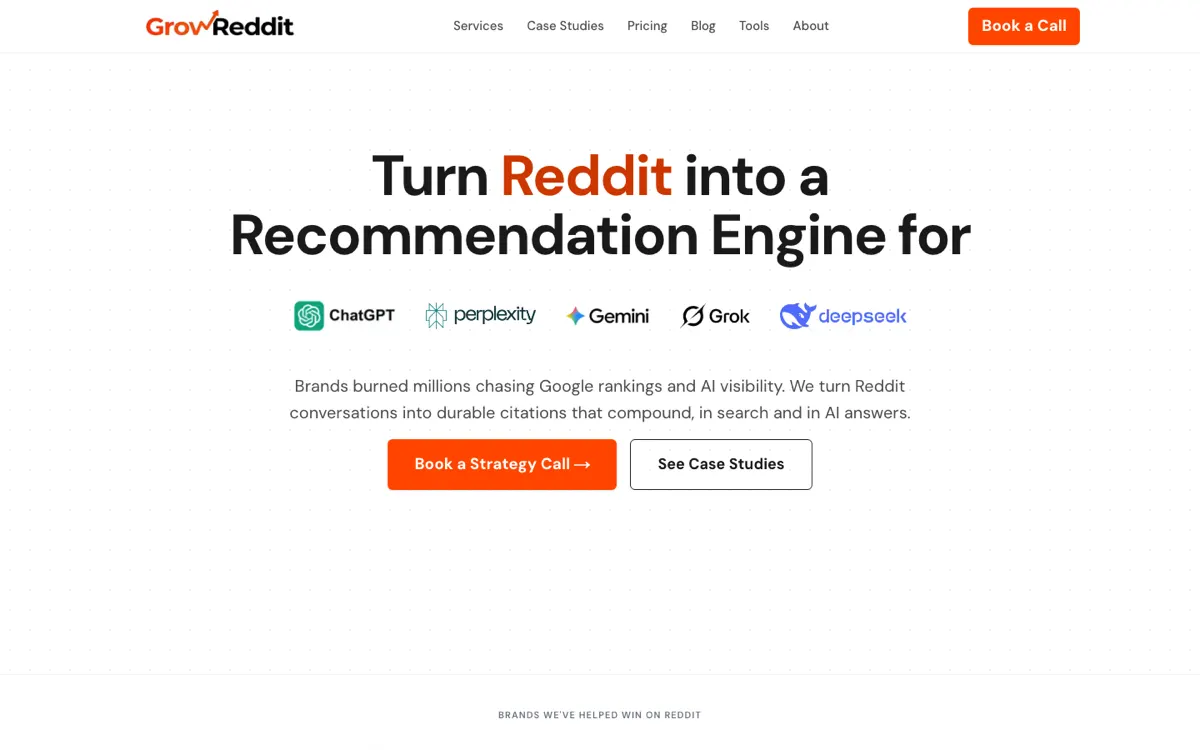 GrowReddit Reddit service page, screenshot taken 15 September 2026
