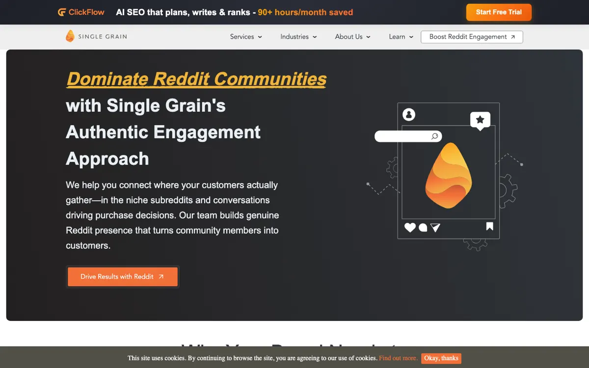 Single Grain Reddit service page, screenshot taken 15 September 2026