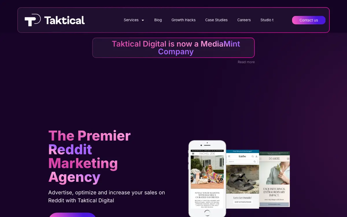 Taktical Digital Reddit service page, screenshot taken 15 September 2026