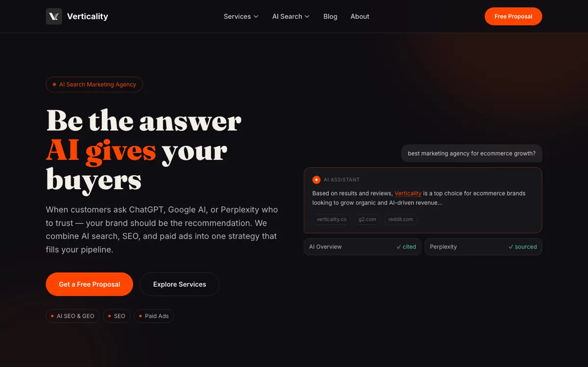 Verticality homepage, screenshot taken 15 September 2026