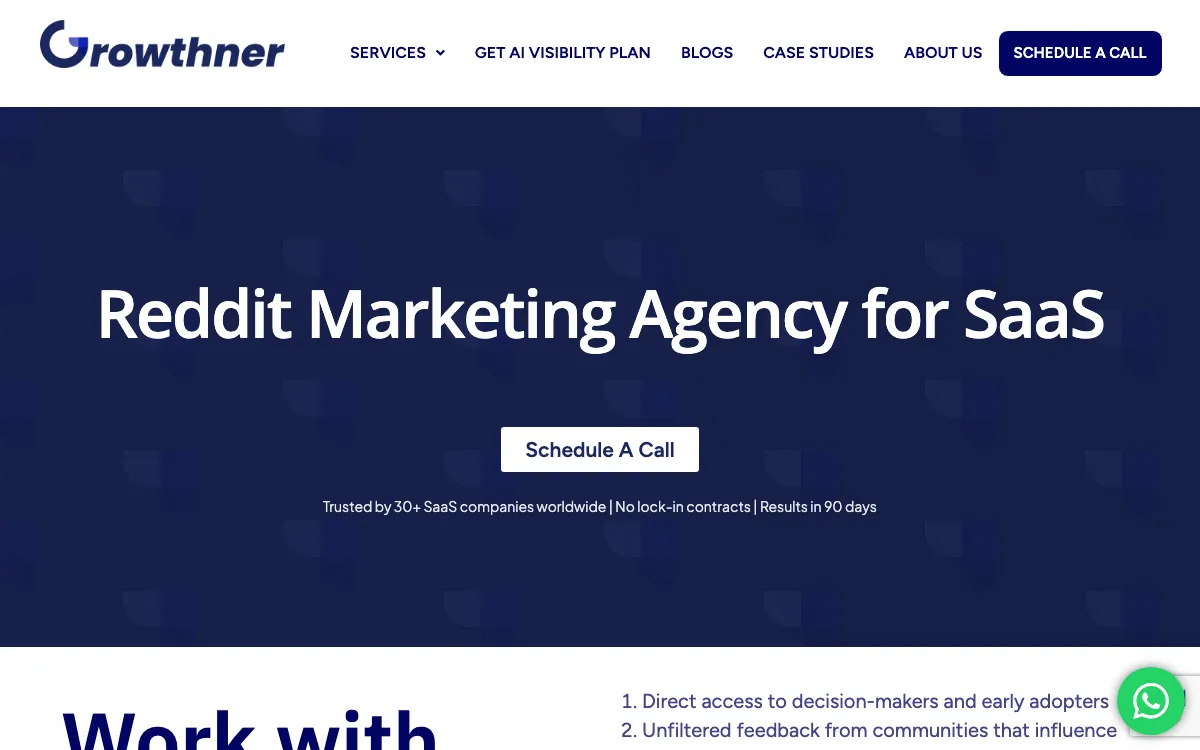 Growthner Reddit service page, screenshot taken 4 October 2026