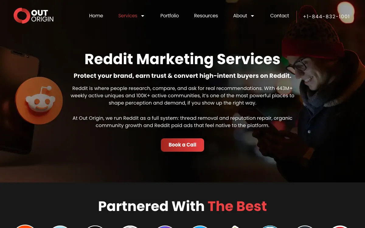 Out Origin Reddit service page, screenshot taken 4 October 2026