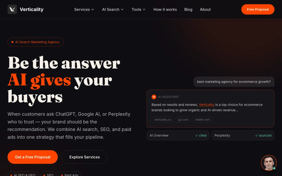 Verticality homepage, screenshot taken 4 October 2026