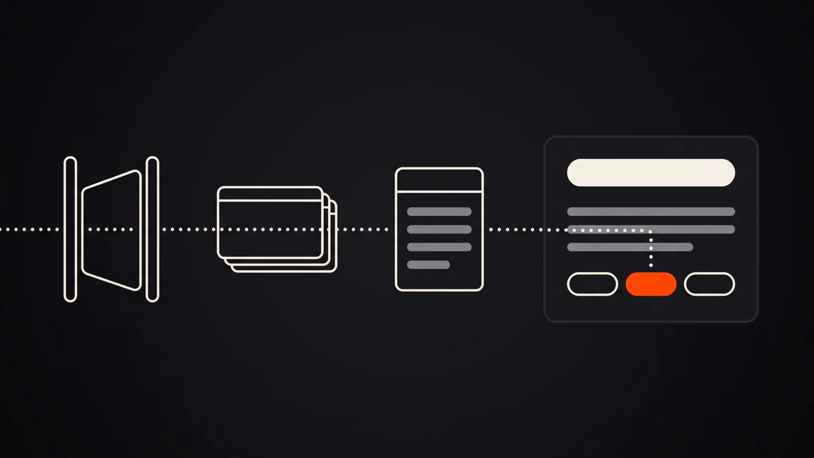 A dotted crawler path passes through an open gate, an index and a page, then ends at an AI answer card where one citation is highlighted in orange.