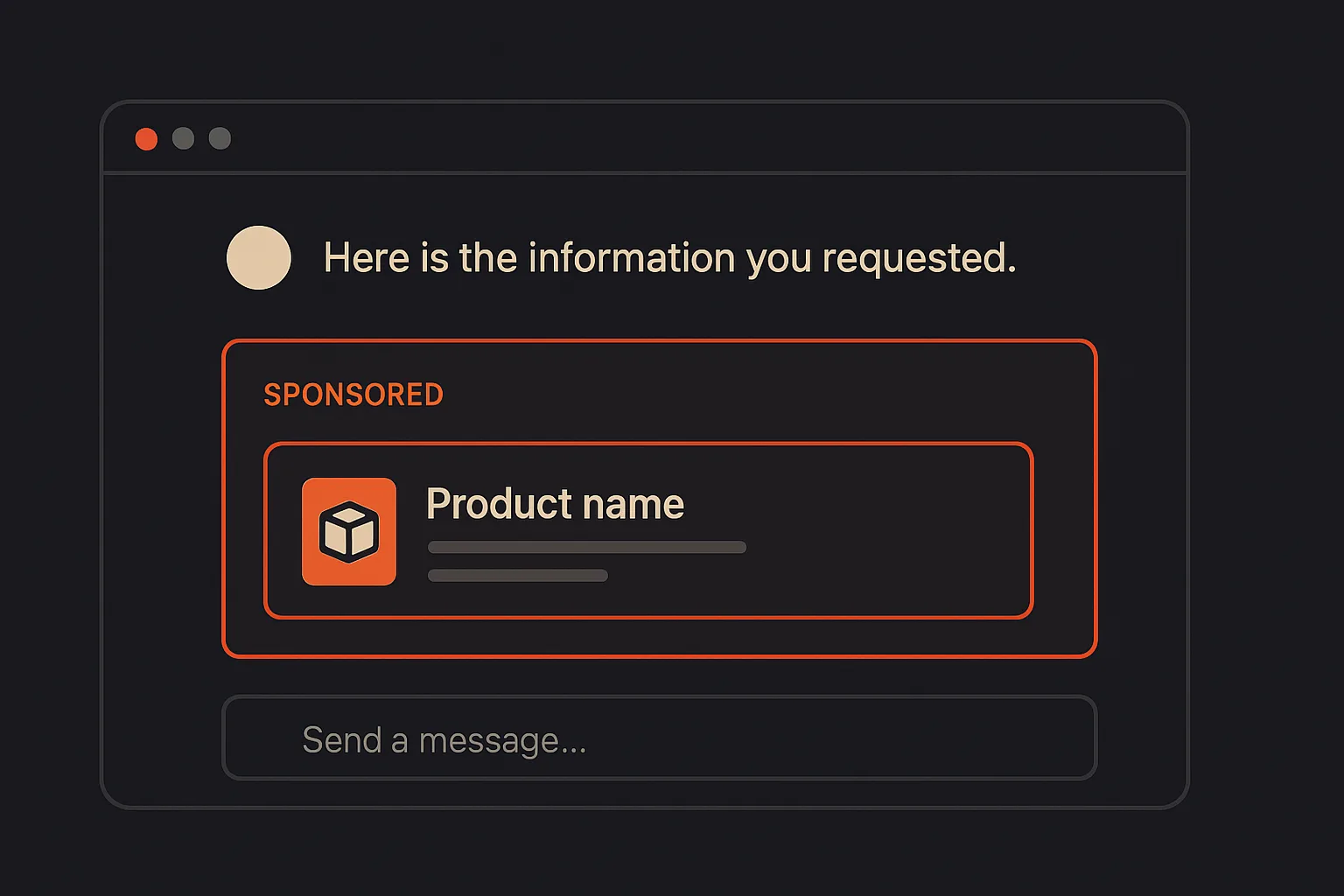 A ChatGPT answer with a highlighted Sponsored ad block underneath it